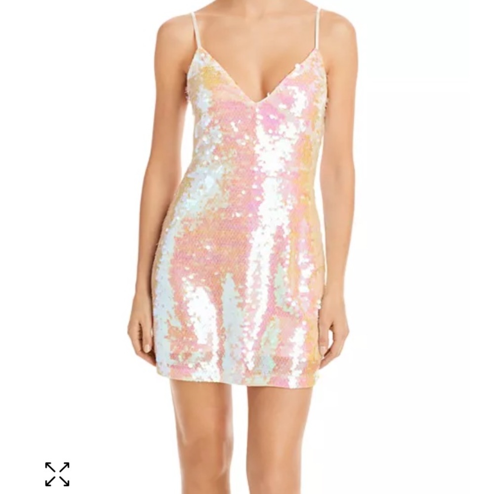 Ramy Brook white multicolor sequins mini dress bachelorette dress